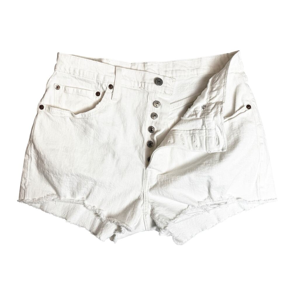 Levi’s 501 Off White Denim Shorts Women’s XL Button Fly Boho Festival Beach